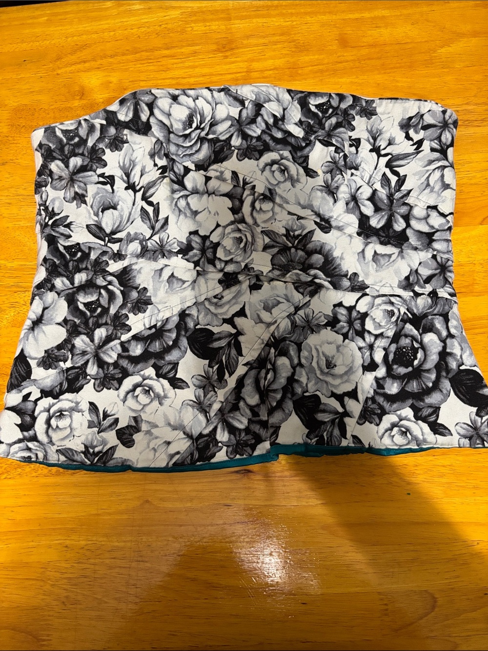 White House Black Market Black and White Floral Strapless Top
